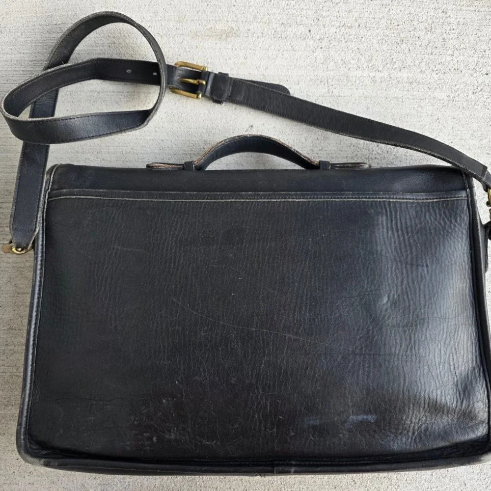 Vintage Coach 5265 Black Leather Briefcase Messenger Bag – Made in USA, 1995